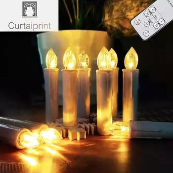Светодиодные мерцающие свечи с таймером и пультом дистанционного управления, свечи для рождественской елки, работающие от батареек, новогоднее украшение, свечи для домашнего декора