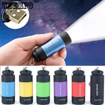Светодиодные мини-фонарики, USB перезаряжаемый портативный фонарик, брелок-фонарик, водонепроницаемый светильник, походные фонарики для кемпинга чёрный