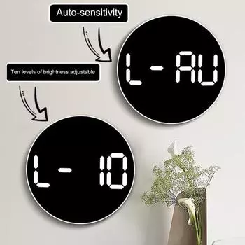 Светодиодные настенные часы, многофункциональный дисплей с дисплеем температуры и влажности, пульт дистанционного управления, 10 дюймов, круглые модные электронные часы для дома оранжевый