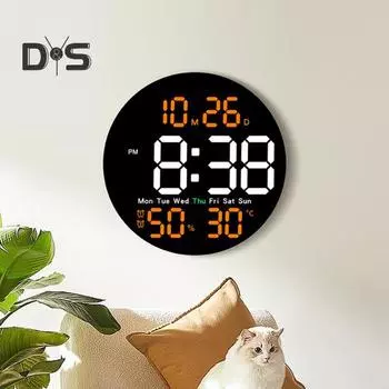 Светодиодные настенные часы с большим дисплеем, легко читаемым дисплеем, пультом дистанционного управления, индикацией влажности и температуры, универсальные настенные часы