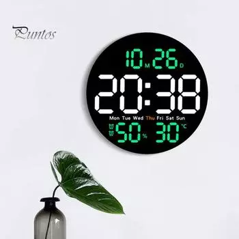 Светодиодные настенные часы с большим дисплеем, легко читаемым дисплеем, пультом дистанционного управления, индикацией влажности и температуры, универсальные настенные часы