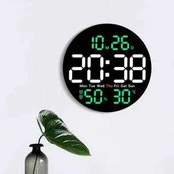 Светодиодные настенные часы Yousheng с большим дисплеем, легко читаемым дисплеем, функцией дистанционного управления, функцией измерения влажности и температуры, универсальные настенные часы