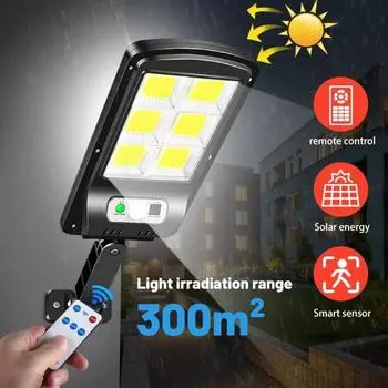 Светодиодные настенные светильники 3000LM с интеллектуальными датчиками, садовые и уличные фонари с солнечной зарядкой, 3 режима, дистанционное управление, IP67 2500LM-1COB