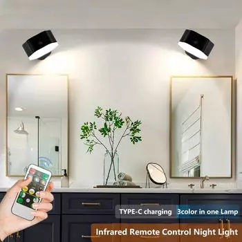 Светодиодные настенные светильники, ночник, сенсорный выключатель, беспроводной пульт дистанционного управления, USB-аккумулятор, светодиод для кухни, спальни, внутреннего освещения Remote Control