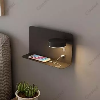 Светодиодные настенные светильники с переключателем и USB-интерфейсом, модный белый, черный светильник, светильник для коридора, прохода, художественный светильник, Wandlamp Three Colors Light