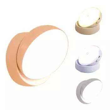 Светодиодные настенные светильники, вращающийся на 360° датчик движения, ночник, перезаряжаемый светильник с автоматическим включением/выключением для шкафа Battery type white