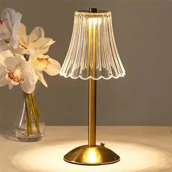 Светодиодные настольные лампы 3-цветный сенсорный диммируемый ночник USB перезаряжаемый беспроводной атмосферный светильник для спальни прикроватная акриловая атмосферная лампаR золотистый