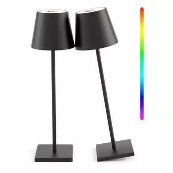 Светодиодные настольные лампы с регулируемой яркостью, беспроводные светодиодные настольные лампы с сенсорным ночником, перезаряжаемые через USB, сенсорные прикроватные лампы для кабинета, офиса, бара NO RGB чёрный