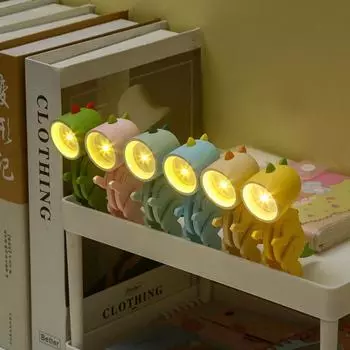Светодиодные ночники на батарейках Магнитные складные ночники Лампа для спальни Прикроватная тумбочка Украшения Детские игрушки Мини Динозавр Ночник
