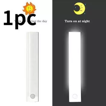 Светодиодные ночные светильники, беспроводной датчик движения, настенный светильник, USB аккумуляторная ночная лампа для кухонного шкафа белый