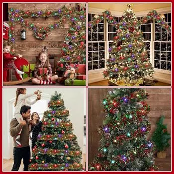 Светодиодные огни Рождественские свечения Красочные шерстяные полоски Цветочные вечерние батарейки) (За исключением праздничного Chr K6F9 green-1set