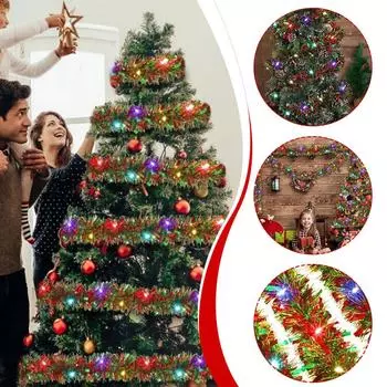 Светодиодные огни Рождественское свечение Красочные шерстяные полоски Цветочные украшения Рождественские елки (За исключением Z3B8 green-1set