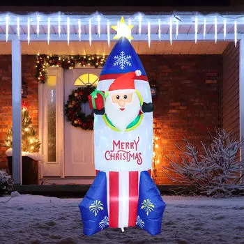 Светодиодные огни Санта-Клауса, рождественские надувные украшения, вечеринка, освещение для двора,