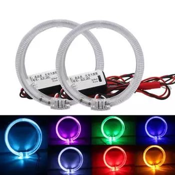 Светодиодные оптико-волоконные ангельские глазки DRL для биксеноновых линз проектора, фары Halo, кольца, ходовые огни с аксессуарами для водителя, модернизация 80MM/2.5INCH белый