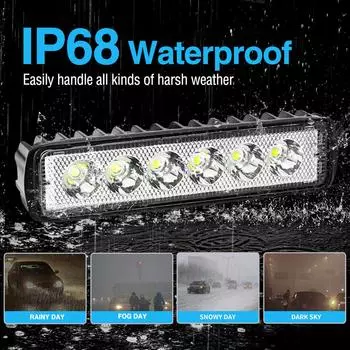 Светодиодные панели, 2 шт., 6-дюймовые водонепроницаемые светодиодные рабочие фары IP68, 6000K, 30 Вт, фары дальнего света для внедорожников, квадроциклов 1 Piece чёрный