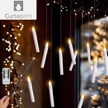 Светодиодные плавающие свечи с волшебной палочкой, дистанционное мерцание пламени, работающая от батареек искусственная свеча для Хэллоуина, рождественский свет White