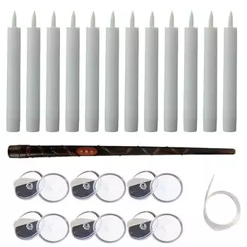 Светодиодные плавающие свечи с волшебной палочкой, пульт дистанционного управления, мерцающая подвесная беспламенная свеча, рождественский подарок, рождественское украшение C