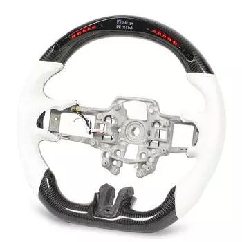 Светодиодные подсветки переключения передач из углеродного волокна Дисплей Рулевое колесо Перфорированная кожа чёрный