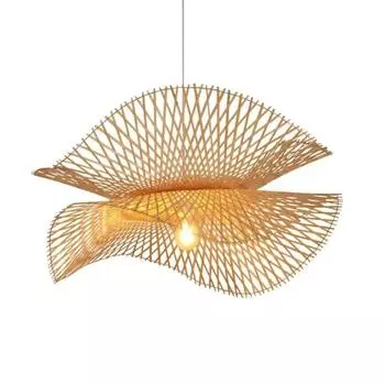 Светодиодные подвесные светильники из натурального ротанга, плетеные абажуры для гостиной, спальни, декоративное освещение ручной работы NO Bulb