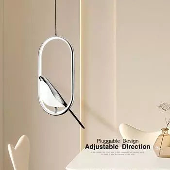 Светодиодные подвесные светильники Magpie Bird, люстры, светильники для коридора, балкона, внутренние подвесные светильники, черный, серебристый, AC85-265V Warm White