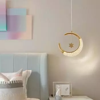 Светодиодные подвесные светильники Moon, скандинавское внутреннее освещение, художественная лампа для гостиной, дома, спальни, прикроватные украшения, подвесные светильники, блеск 3000K warm light