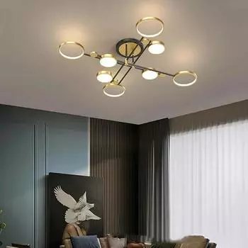 Светодиодные потолочные люстры с перекрестным кольцом, регулируемое освещение, гостиная, столовая, журнальный столик, скандинавская спальня, люстры Cool White 6000K