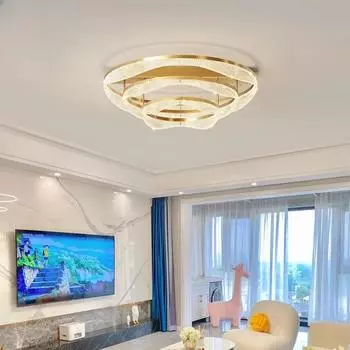 Светодиодные потолочные светильники из скандинавской латуни для гостиной, спальни, фойе, медные современные минималистские кольцевые светодиодные потолочные люстры 3-color light