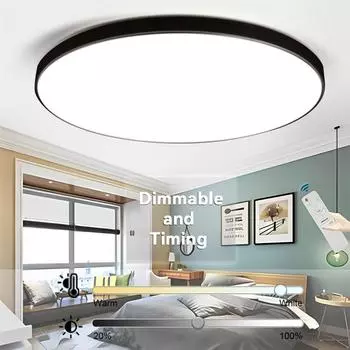 Светодиодные потолочные светильники с дистанционным управлением, яркостью и регулируемой яркостью, светодиодные панели, потолочные светильники 110-265 В, светильник для спальни, кухни Diameter -30cm белый