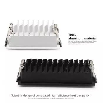 Светодиодные потолочные светильники с регулируемой яркостью 10 Вт 20 Вт 30 Вт Встраиваемые светодиодные лампы в полоску Светильник COB Grille Внутреннее освещение Светодиодный светильник Canister 10W&Warm White 3000K чёрный