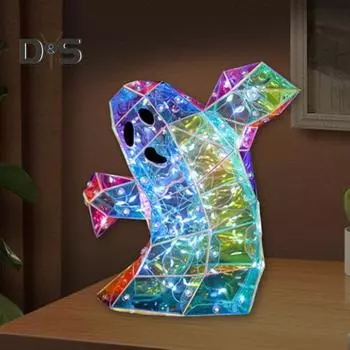 Светодиодные призматические радужные огни для украшения Хэллоуина, милые забавные украшения, жуткие тыквенные черепа, декор для вечеринки разноцветный