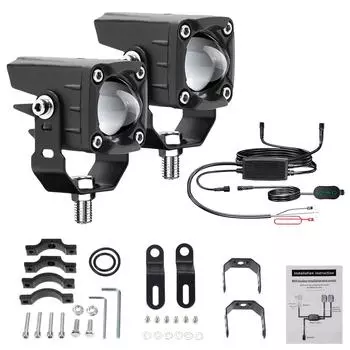 Светодиодные противотуманные фары для мотоцикла 120 Вт 18000 лм 6 режимов освещения светодиодные вспомогательные фары с комплектом проводов и монтажным кронштейном зеленый свет