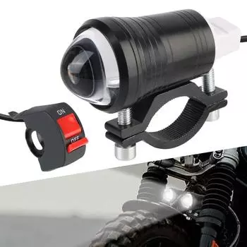 Светодиодные противотуманные фары, дневные ходовые огни, фары для мотоциклов, мощные прожекторы, передние прожекторы, стробоскопические мигающие фары с переключателем на руле Silver