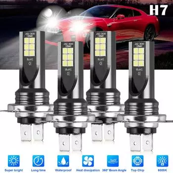 Светодиодные противотуманные фары H8 H11 9005 9006 H4 H7 3030 12SMD фары, фары 12 ламп H1