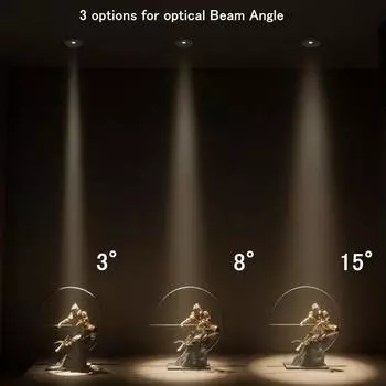 Светодиодные прожекторы ультратонкие с малым углом луча точечные светильники встроенные 3W5W7W 3° 8° 15° потолочные Foco для домашнего художественного музея 3W&Warm White&3 Degree чёрный