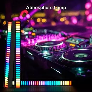 Светодиодные RGB-лампы, креативная музыкальная звуковая лампа, голосовое управление, синхронный ритм, подсветка для спальни, вечеринки, игры, автомобиля