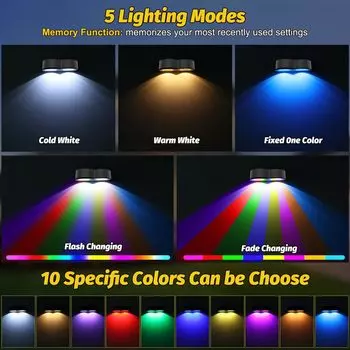 Светодиодные RGB солнечные садовые светильники с отражающей линзой, уличные водонепроницаемые солнечные светильники для ограждения, настенные светильники для декора террасы на заднем дворе