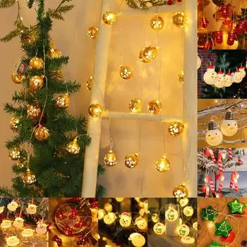 Светодиодные рождественские гирлянды для дома и рождественской вечеринки 1,5 м Candy Cane 1.5m/4.9ft 10LEDs (1 pc) золотой