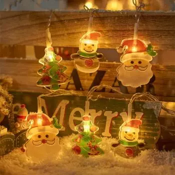 Светодиодные рождественские гирлянды, рождественская гирлянда на батарейках, рождественская гирлянда для новогодней вечеринки, украшение дома 1.5M 10LED светло-желтого