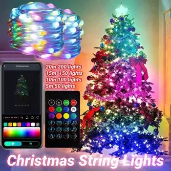 Светодиодные рождественские огни, медная проволока, праздничная уличная лампа, гирлянда для рождественской елки, свадебное украшение 5m 50 lights