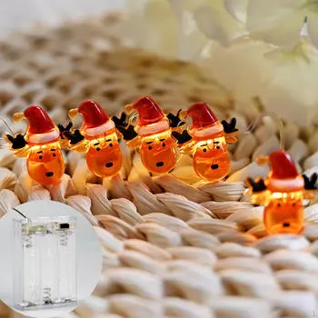 Светодиодные рождественские огни, рождественские огни, рождественская шапка в виде лося, наружное подвесное украшение