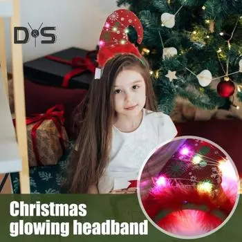 Светодиодные рождественские повязки на голову, шапки эльфа, обруч для волос в виде оленя со светодиодной подсветкой, праздничные сувениры, аксессуары для вечеринок B