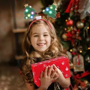 Светодиодные рождественские повязки на голову, шапки эльфа, обруч для волос в виде костюма оленя со светодиодной подсветкой, праздничный A