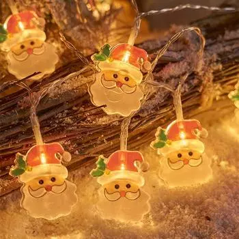 Светодиодные рождественские праздничные гирлянды со снеговиком, стариком, рождественские мультяшные декоративные огни A2