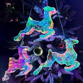 Светодиодные рождественские украшения, красочные светящиеся елочные украшения, USB-плагин, рождественские украшения для помещений D