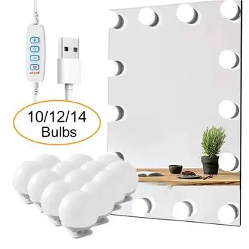 Светодиодные съемные лампочки Профессиональная лампа для косметического зеркала USB Power Cosmetic Mirror Light Голливудский туалетный столик LED Vanity Lights