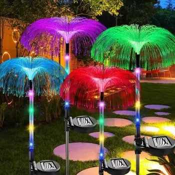 Светодиодные садовые светильники в виде медуз, водонепроницаемые, для рождественской свадьбы, вечеринки, двора, балкона, газона, украшения, работающие на солнечной энергии, светильник для цветов