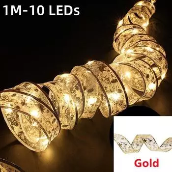 Светодиодные сказочные ленты, рождественские украшения, елочные украшения, бантики, гирлянды, Navidad Natal, домашний декор 1M-10 LEDs