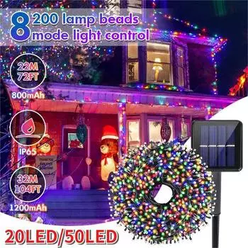 Светодиодные солнечные гирлянды 7 м 50 лампочек 8 узоров солнечные гирлянды в виде фей водонепроницаемые украшения для сада, свадьбы, вечеринки D 7M 50LED