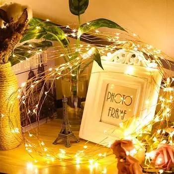 Светодиодные солнечные гирлянды для рождественской елки с водопадом, работающие на открытом воздухе, водонепроницаемые гирлянды из медной проволоки для садовой вечеринки, рождественского декора 1PC