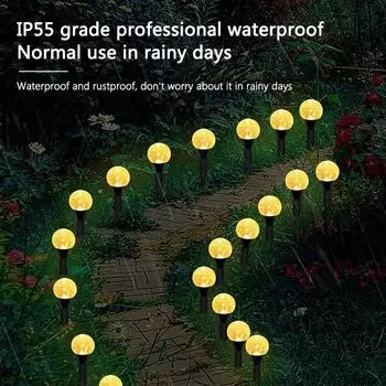 Светодиодные солнечные гирлянды для уличного сада, водонепроницаемая лампа для газона, дорожка, шип, светильник для дома, сада, полая декоративная лампа 10 lights жёлтый